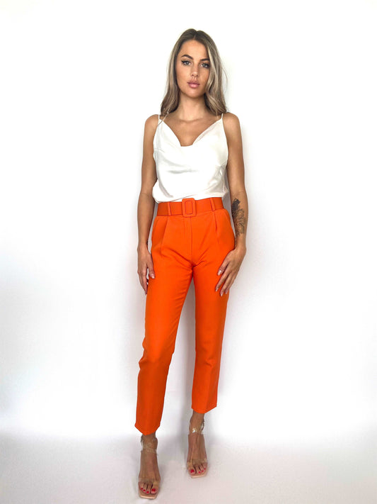 oranje pantalon met zakken