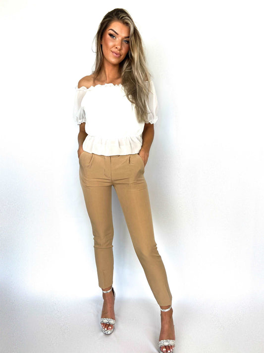 camel kleur pantalon met zakken